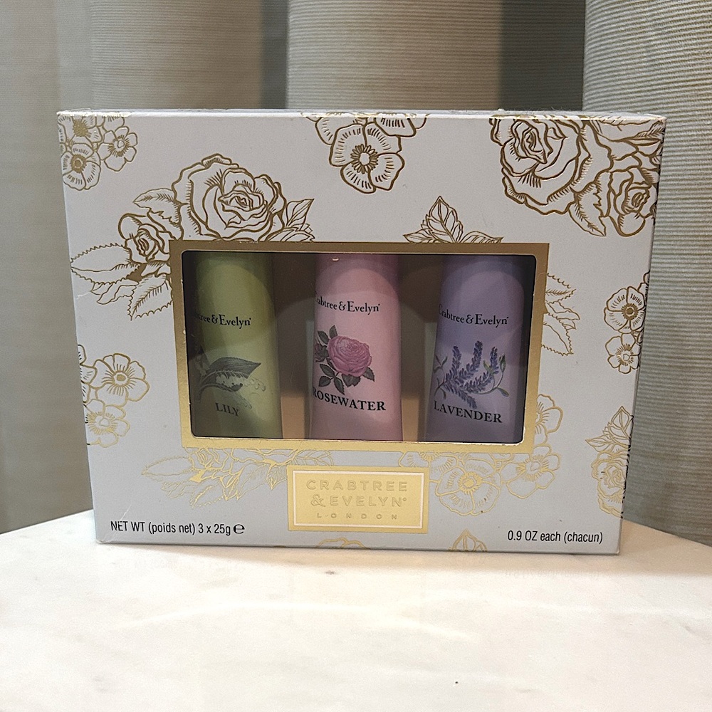 Crabtree & Evelyn Lily, Rosewater, Lavender Hand Cream Set of 3